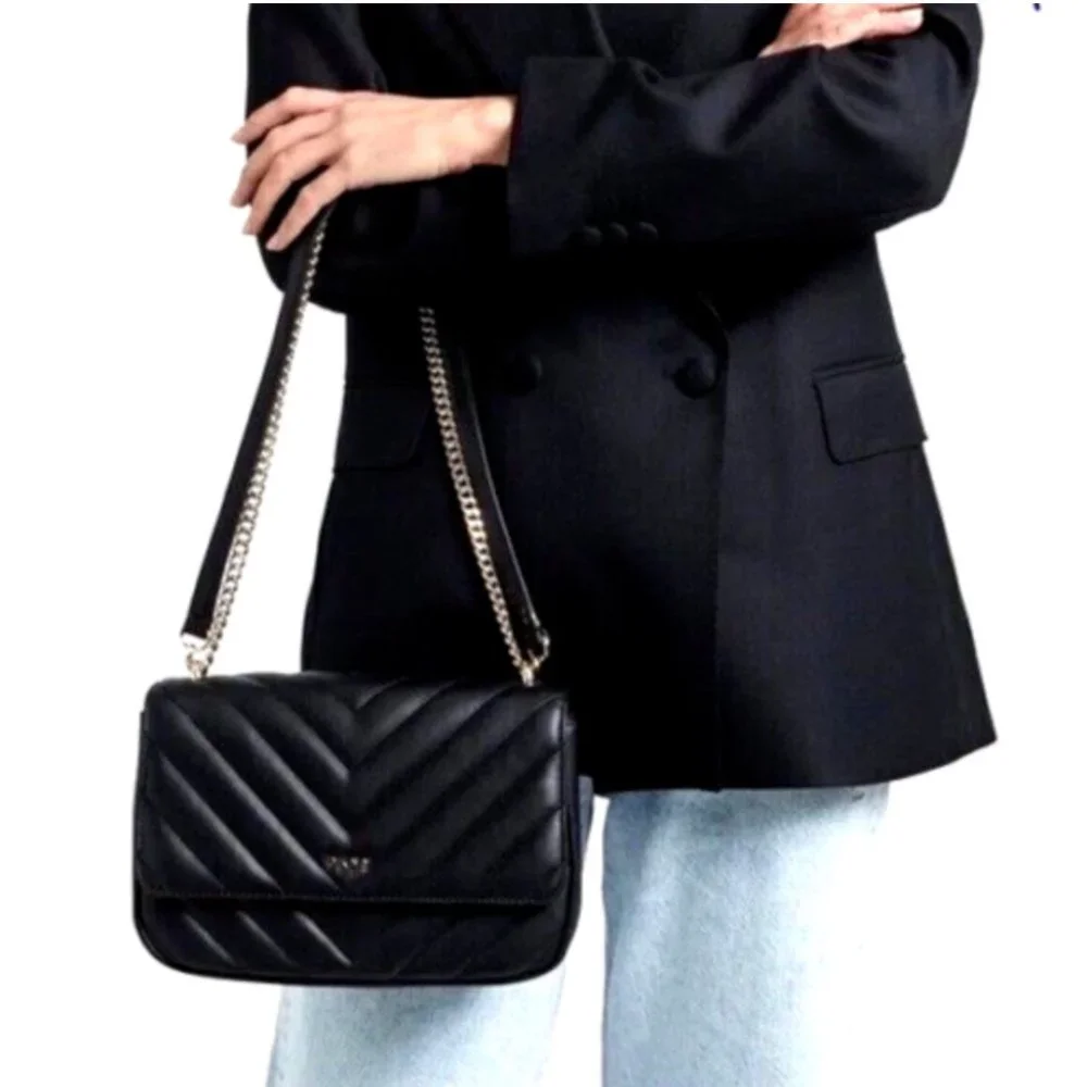 NWT DKNY Veronica Quilted Crossbody Shoulder Bag + Matching Wallet Set Black